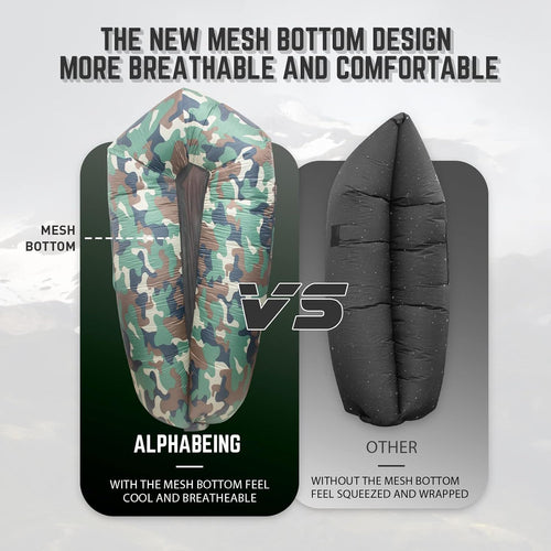 AlphaBeing Inflatable Lounger Air Sofa, Portable Inflatable Couch Mesh Hollow Air Hammock Anti Leakage Air Chair for Outdoor Camping Beach Traveling